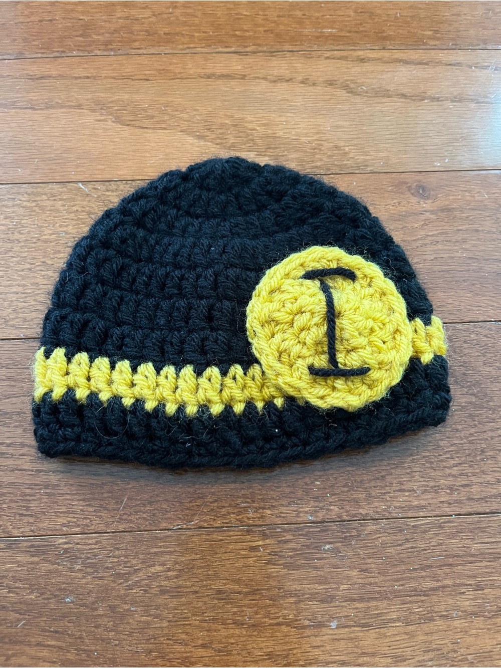 Handmade Crochet Black and Yellow Iowa Hawkeyes Hat